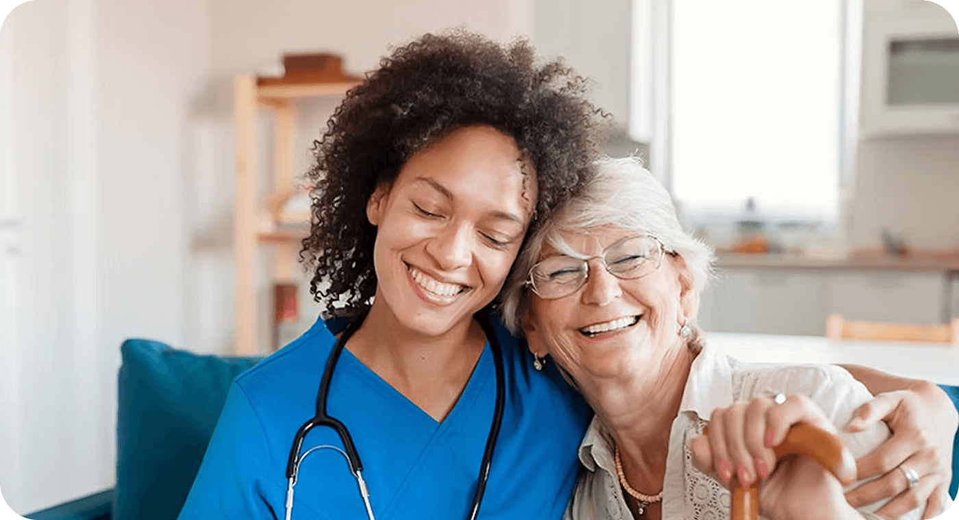 Healthcare professional with elderly patient